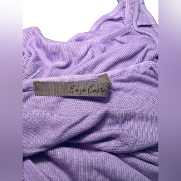 Enza Costa Ribbed Purple Silk Blend Halter Bodysuit S - Picture 5 of 6